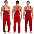 thumbnail image 1 of iiniim Men's Christmas Costume Mr Santa Claus Cosplay Velvet Overalls Jumpsuit with Pocket Red XXL, 1 of 8
