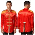thumbnail image 1 of iiniim Men's Halloween SGT Sergeant Pepper Costume Budget Jacket Cosplay Rock Band 60s Hippy Satin Coat A Red M, 1 of 7