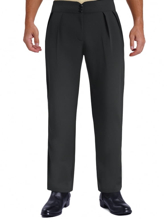 Men's Latin Dance Pants Salsa Jazz Rumba Tango Competition Trousers Practice Ballroom Dancewear Black XL