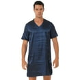 thumbnail image 1 of iiniim Men's Nightshirt Satin Nightwear Comfy V Neck Short Sleeve Soft Loose Pajama Sleep Shirt, 1 of 7
