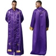 thumbnail image 1 of iiniim Men's Priest Robe with Gold Trim and Cross Front Zip Stand Collar Long Sleeve for Church Worship Purple XL, 1 of 7