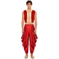 thumbnail image 1 of iiniim Mens Arabian Prince Sets Halloween Costume Open Front Tank Vest with Loose Harem Pants Red 3XL, 1 of 7