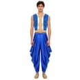thumbnail image 1 of iiniim Mens Arabian Prince Sets Halloween Costume Open Front Tank Vest with Loose Harem Pants Royal Blue M, 1 of 7