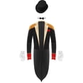 thumbnail image 1 of iiniim Mens Circus Magic Show Outfit Open Front Lapel Velvet Tailcoat Jacket with Accessories Set Black 3XL, 1 of 7