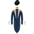 thumbnail image 1 of iiniim Mens Circus Magic Show Outfit Open Front Lapel Velvet Tailcoat Jacket with Accessories Set Dark Blue M, 1 of 6