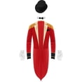 thumbnail image 1 of iiniim Mens Circus Magic Show Outfit Open Front Lapel Velvet Tailcoat Jacket with Accessories Set Red L, 1 of 8