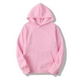 thumbnail image 1 of iiniim Mens Long Sleeves Drawstring Plain Hooded Sweatshirt Pullover Hoodie Casual Top Undershirt Pink 3XL, 1 of 3
