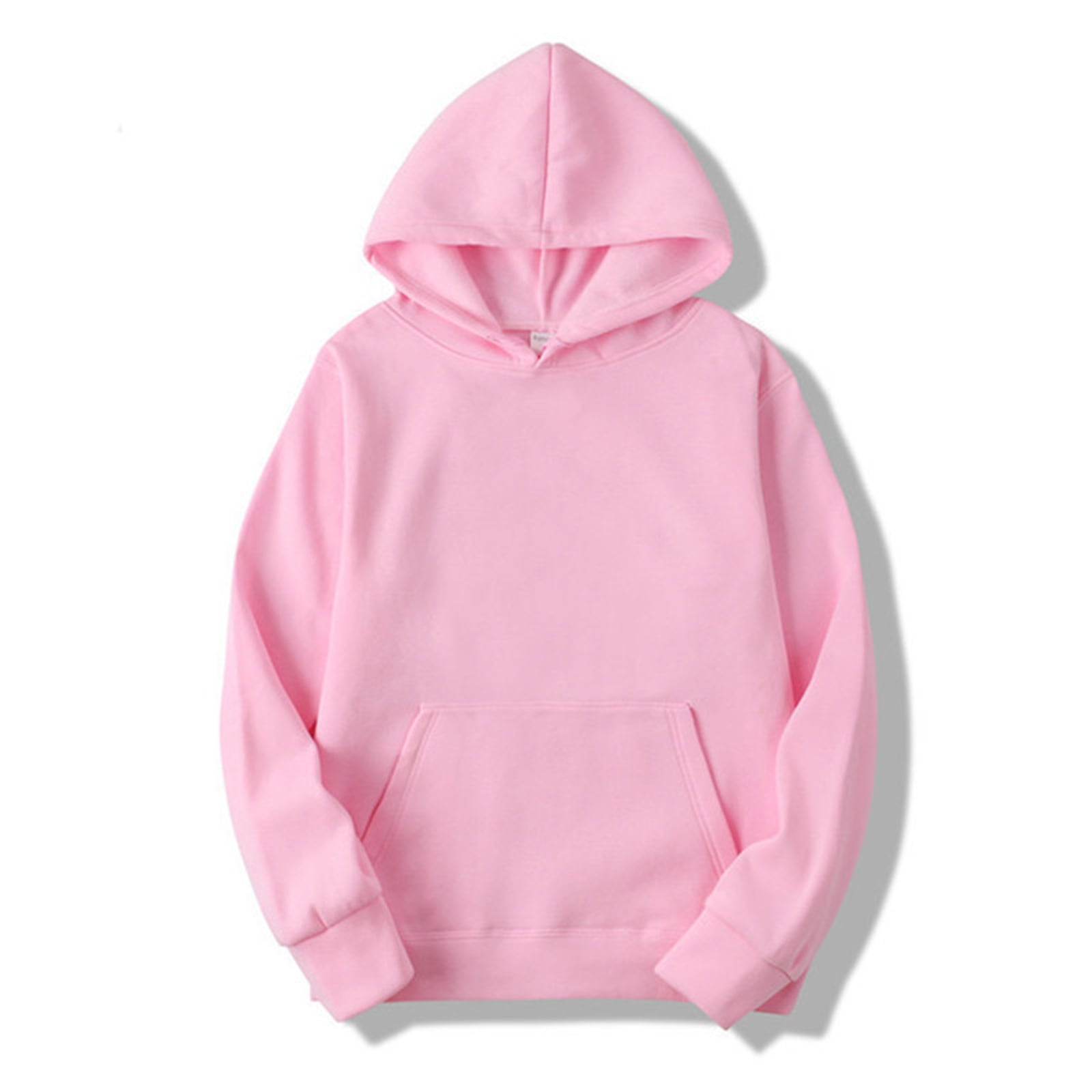 iiniim Mens Long Sleeves Drawstring Plain Hooded Sweatshirt Pullover Hoodie Casual Top Undershirt Pink M