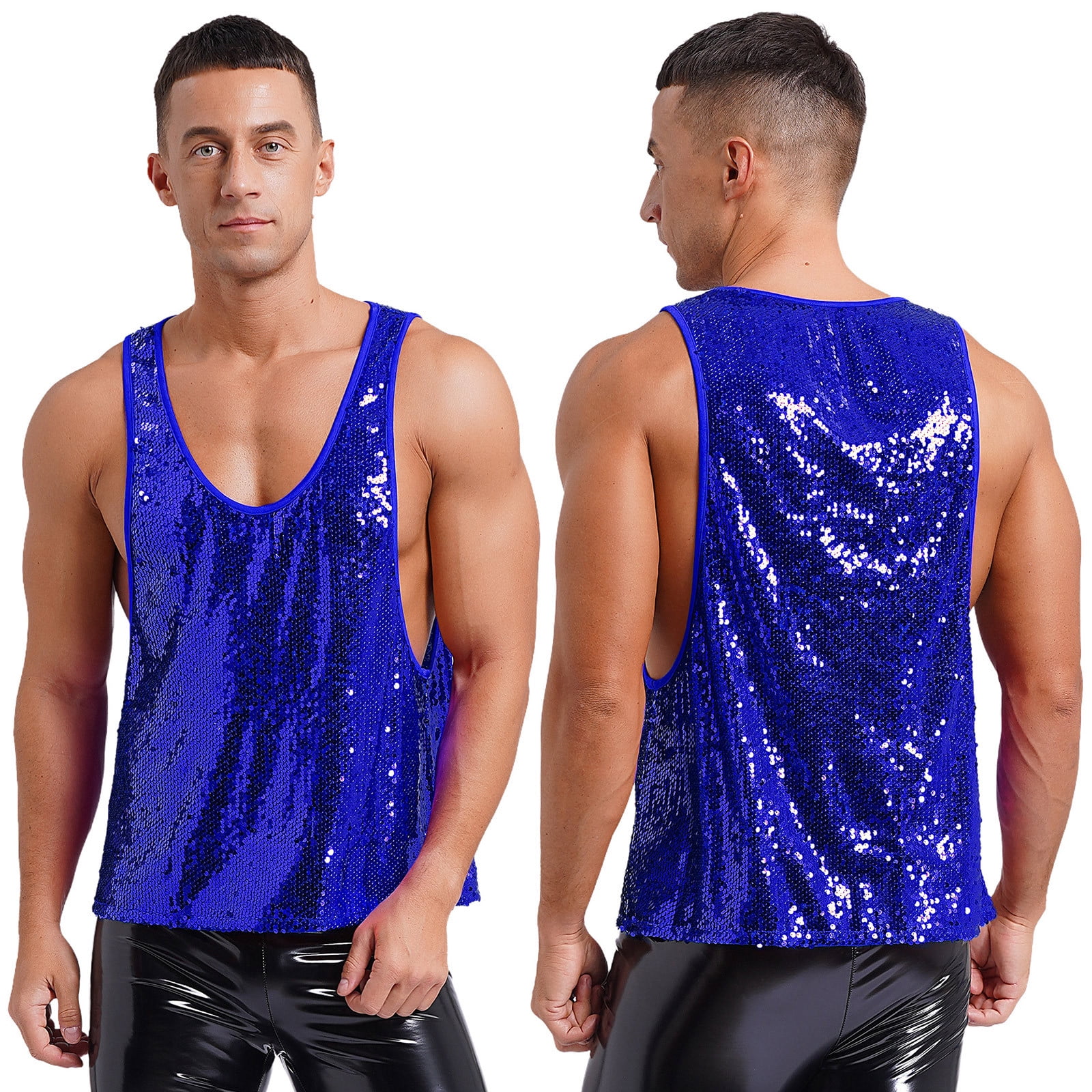 Men's Embroidered Round Neck Tank Top