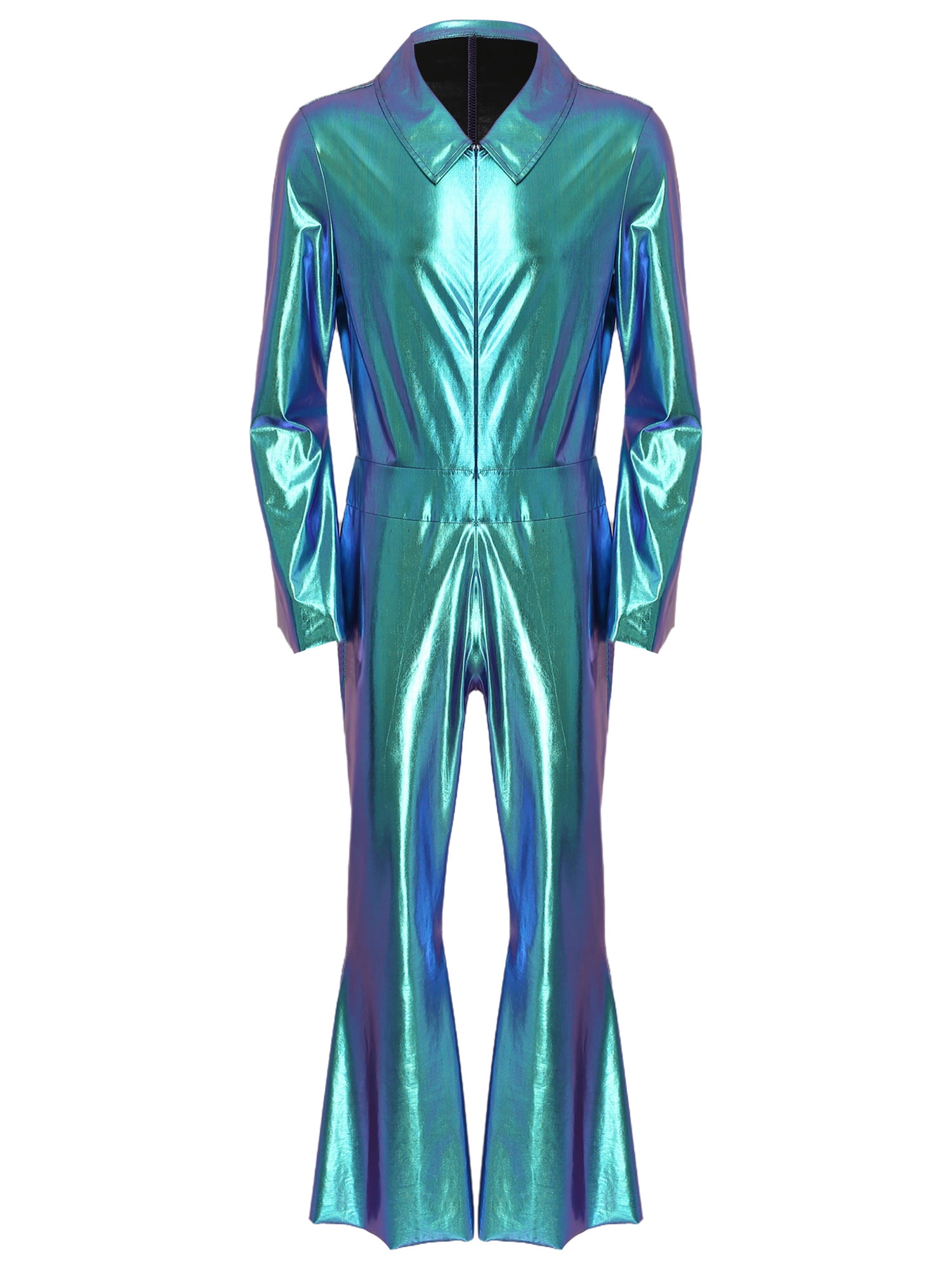 iiniim Mens Shiny Metallic Disco Party Jumpsuit Full Body Bodysuit ...