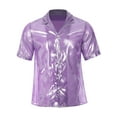 thumbnail image 1 of iiniim Mens Short Sleeve Shiny Button up Blouse T Shirt for Party and Clubbing Purple 3XL, 1 of 7