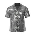 thumbnail image 1 of iiniim Mens Short Sleeve Shiny Button up Blouse T Shirt for Party and Clubbing Silver XXL, 1 of 7