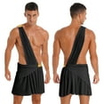thumbnail image 1 of iiniim Men's Toga Costume Mythology Ancient Greek Caesar Roman Halloween Party Cosplay Fancy Dress Black XXL, 1 of 7