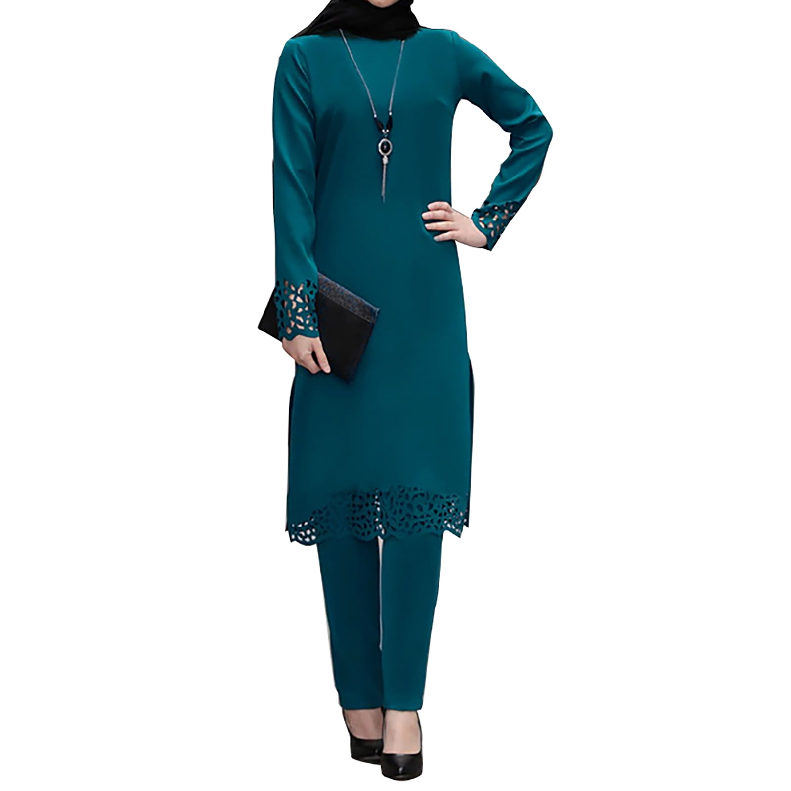 iiniim Muslim Dress for Women Elegant Long Sleeve Robe and Pants Dubai ...