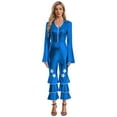 thumbnail image 1 of iiniim Retro 70s Disco Costume for Women 70s Outfits Shiny Movie Star Flare Jumpsuit Hippie Rompers Royal Blue M, 1 of 7