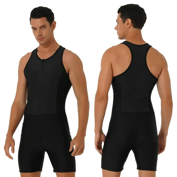 iiniim Sun Protection Swimsuit for Men Short Sleeve Rash Guard Wetsuit One-Piece Swim Surfing Suit