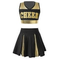 thumbnail image 1 of iiniim Teen Girls Cheer Leader Uniform Sleeveless Letter Print Crop Tops with Skirt Dancewear Black 16, 1 of 7
