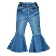 thumbnail image 1 of iiniim Toddler Baby Girl Ruffle Denim Jeans High Waist Bell-Bottoms Ruffle Trousers Flare Pants, 1 of 7