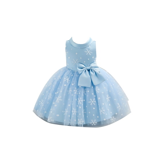 iiniim Toddler Baby Girls Christmas Dress Snowflake Print Wedding Party Dresses Special Occasion