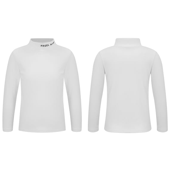 iiniim Unisex Kids Thermal Long Sleeve T-Shirt High Neck Underwear Tops Fall Winter Warm Undershirts White 4-5