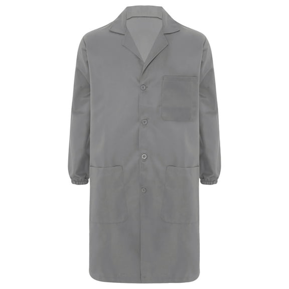 iiniim Unisex Mens Womens Uniform Jacket V Neck Work Coat Long Sleeve Dustproof Pockets Lab Coat Gray 180