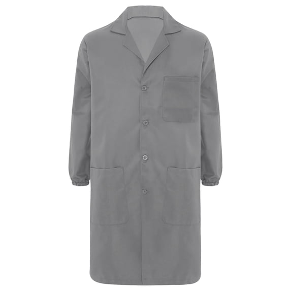 iiniim Unisex Mens Womens Uniform Jacket V Neck Work Coat Long Sleeve Dustproof Pockets Lab Coat Gray 190