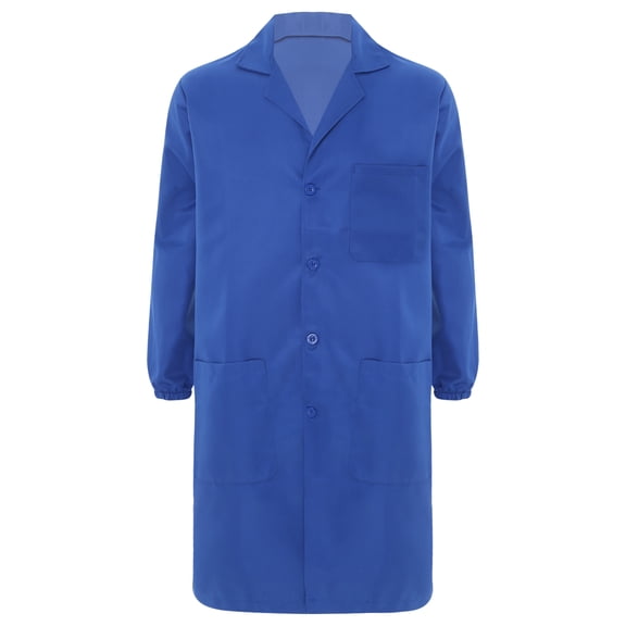 iiniim Unisex Mens Womens Uniform Jacket V Neck Work Coat Long Sleeve Dustproof Pockets Lab Coat Royal Blue 195