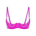 thumbnail image 1 of iiniim Woman's Lace Sheer Shelf Bra Lingerie Underwired Balconette 1/4 Cup Hollow Out Bralette Rose B S, 1 of 7