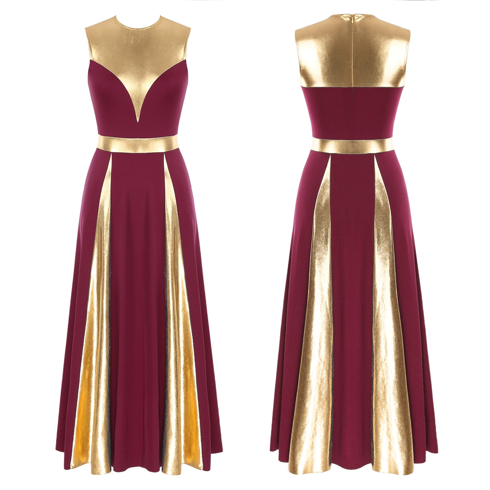iiniim Women Color Block Sleeveless Dance Dress Sleeveless Maxi Robe Dancewear Burgundy S - Walmart.com iiniim Women Color Block Sleeveless Dance Dress Sleeveless Maxi Robe Dancewear Burgundy S - Walmart.com