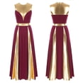 thumbnail image 1 of iiniim Women Color Block Sleeveless Dance Dress Sleeveless Maxi Robe Dancewear Burgundy S, 1 of 7