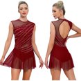 thumbnail image 1 of iiniim Lyrical Dance for Women Rhinestone Figure Skating Dresses Sleeveless Ballet Dancewear Burgundy L, 1 of 7