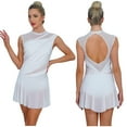 thumbnail image 1 of iiniim Women Flowy Tulle Skirted Leotard Contemporary Lyrical Dance Dress Ballet Dancewear White L, 1 of 7