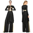 thumbnail image 1 of iiniim Women Liturgical Dancewear Long Sleeve Praise Dance Tunics with Wide Leg Baggy Pants Black L, 1 of 7