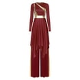 thumbnail image 1 of iiniim Women Liturgical Dancewear Long Sleeve Praise Dance Tunics with Wide Leg Baggy Pants Burgundy L, 1 of 7