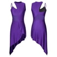 thumbnail image 1 of iiniim Women Lyrical Dance Dress One Shoulder Split Asymmetrical Modern Contemporary Ballroom Latin Dancewear Purple M, 1 of 7