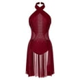 thumbnail image 1 of iiniim Women's Lyrical Ballet Leotard Sleeveless Halter Neck Flowy Skirt Dress Modern Contemporary Dancewear A Burgundy L, 1 of 7