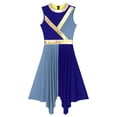 thumbnail image 1 of iiniim Women Metallic Color Block Dress Sleeveless Lyrical Dancewear Blue&Light Blue S, 1 of 7