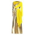 thumbnail image 1 of iiniim Women Metallic Liturgical Praise Dance Costume Loose Fit Wide-Leg Choir Jumpsuit Worship Dancewear Yellow XL, 1 of 5