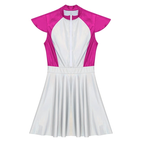 iiniim Womens Space Fighter Costume Outer Space Cadet Halloween Cosplay Outfits Astronaut Alien Dresses Hot Pink XXL