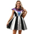thumbnail image 1 of iiniim Women Outer Space Flight Outfit Shiny Metallic Sleeveless Dress Halloween Alien Costume Colorful M, 1 of 7