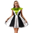 thumbnail image 1 of iiniim Women Outer Space Flight Outfit Shiny Metallic Sleeveless Dress Halloween Alien Costume Fluorescent Green XL, 1 of 7