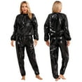 thumbnail image 1 of iiniim Women Sauna Suit Weight Loss Sweat Suits Pants Gym Workout Top Fitness Activewear Size L-4XL Black XXL, 1 of 7