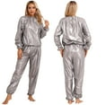thumbnail image 1 of iiniim Women Sauna Suit Weight Loss Sweat Suits Pants Gym Workout Top Fitness Activewear Size L-4XL Grey XL, 1 of 7