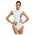 thumbnail image 1 of iiniim Women Shiny Rhinestones Gymnastics Dance Leotard Sleeveless Cutout Back Metallic Figure Skating Bodysuit White XXL, 1 of 7