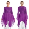 thumbnail image 1 of iiniim Women Shiny Sequins Patchwork High Low Praise Dance Dress Clothes Purple XL, 1 of 6