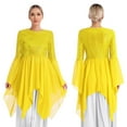 thumbnail image 1 of iiniim Women Shiny Sequins Patchwork High Low Praise Dance Dress Clothes Yellow L, 1 of 7