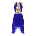 thumbnail image 1 of iiniim Women Sleeveless Metallic Gold Color Block Lyrical Dance Dress Royal Blue M, 1 of 7