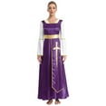 thumbnail image 1 of iiniim Women's 2 Piece Outfit Liturgical Lyrical Worship Dance Maxi Dress with Praise Dance Tunic Overlay Purple&White XXL, 1 of 7