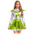 thumbnail image 1 of iiniim Women's Alien Costume Shiny Metallic Cap Sleeves Dress Astronaut Space Cadet Outfits Green M, 1 of 7