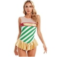 thumbnail image 1 of iiniim Women's Candy Cane Christmas Sparkly Striped Sleeveless Leotard Dress Dancewear Size S-3XL Green L, 1 of 7